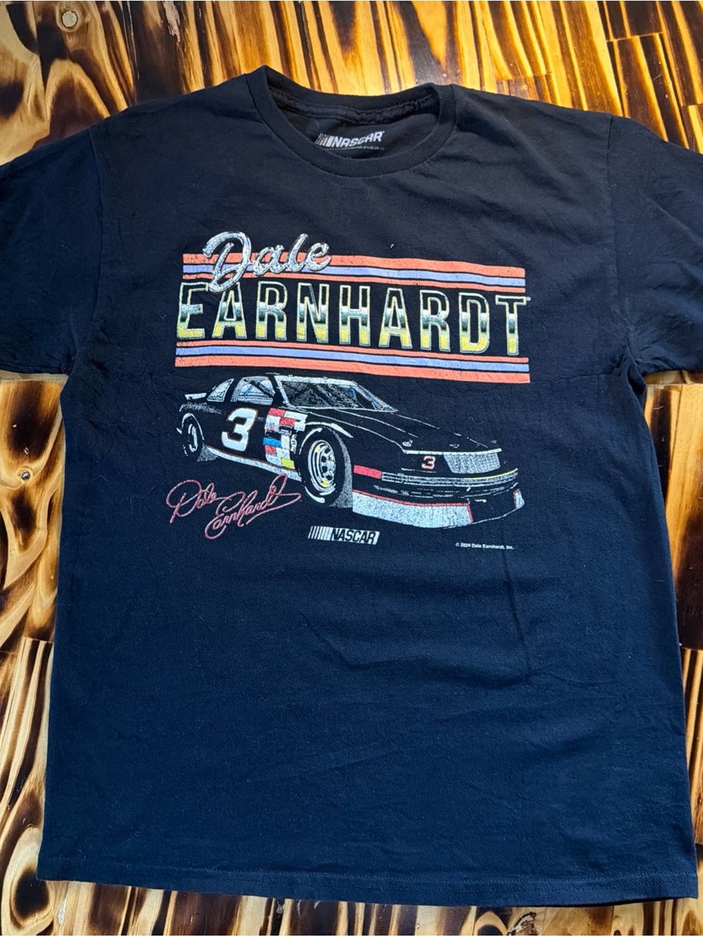 Nascar Dale Earnhardt Graphic Black Tee with Vintage Racing Print